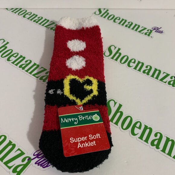 Merry Brite Accessories - Ugly Christmas Socks Merry Brite Super Soft Anklet Santa Suit Shoe Size 4-10